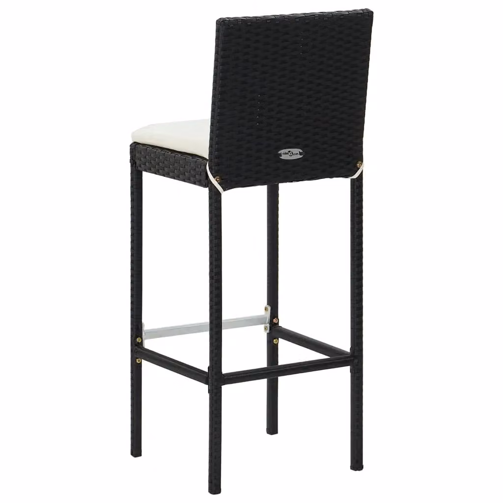 Berkfield Home 5 Piece Black Poly Rattan Garden Bar Set with Cushions – 2