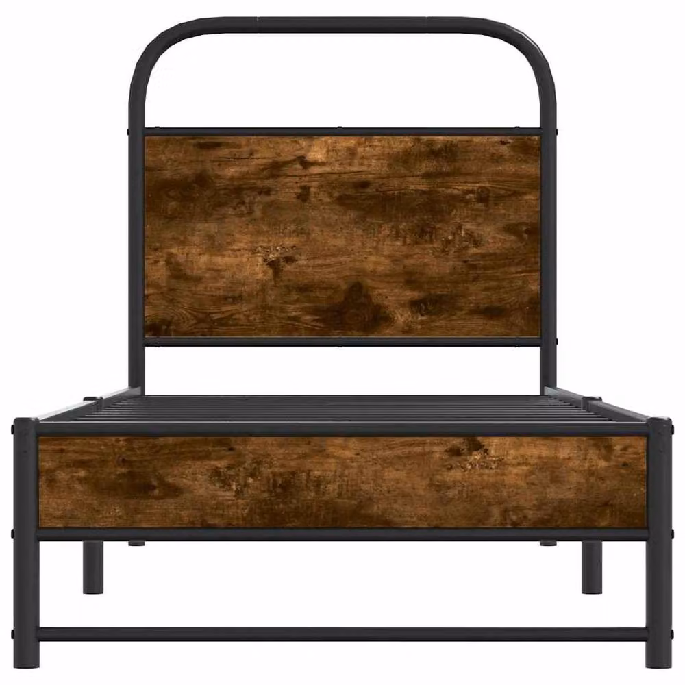 Berkfield Home Elegant Bed Frame in Smoked Oak Brown, W/D/H: 75 x 190 cm – 3