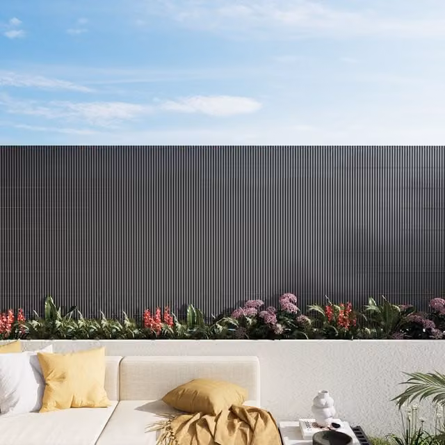 Livingandhome Opaque PVC Privacy Screening Fence Mat in Grey, W: 300 cm, H: 120 cm