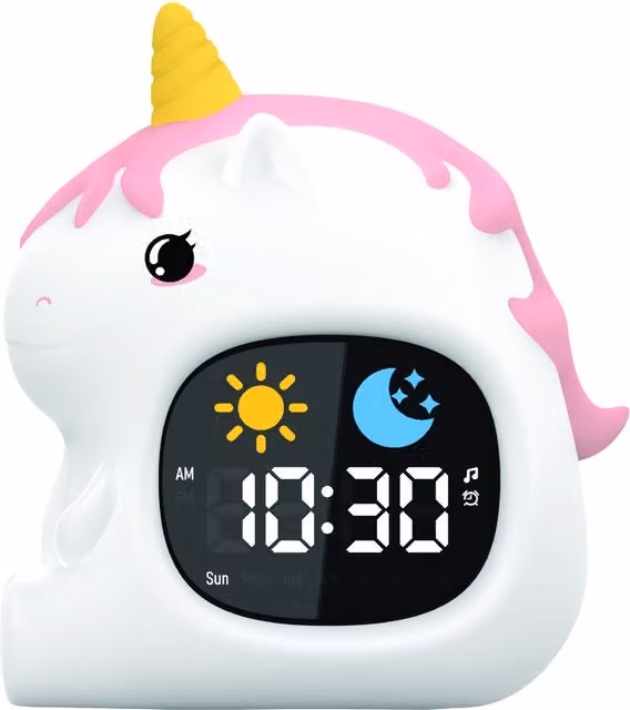 Groov-e Sleep Trainer Alarm Clock with LED Night Light in Yellow and White