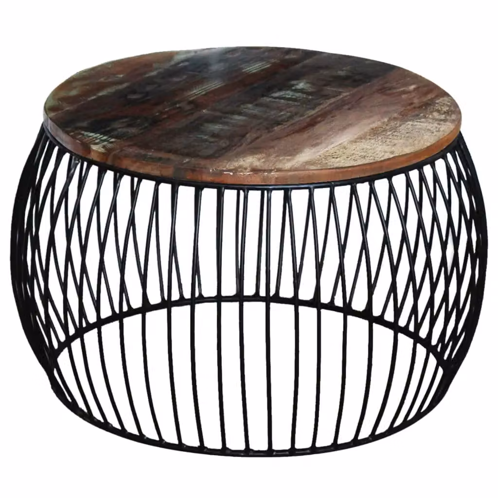 Berkfield Home Round Solid Reclaimed Wood Coffee Table in Brown, W/D/H: 68 x 37 x 37 cm – 2