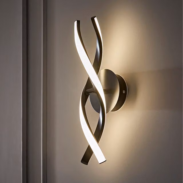 ValueLights Infinity IP44 Rated Double Twist Integrated LED Wall and Ceiling Light in Matte Black
