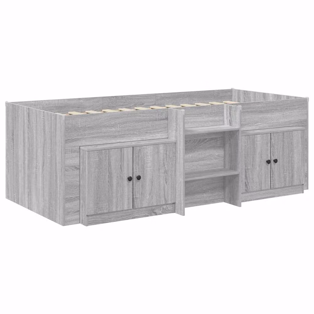 Berkfield Home Loft Bed Frame with Cabinet and Side Compartments in Grey Sonoma Engineered Wood – 2