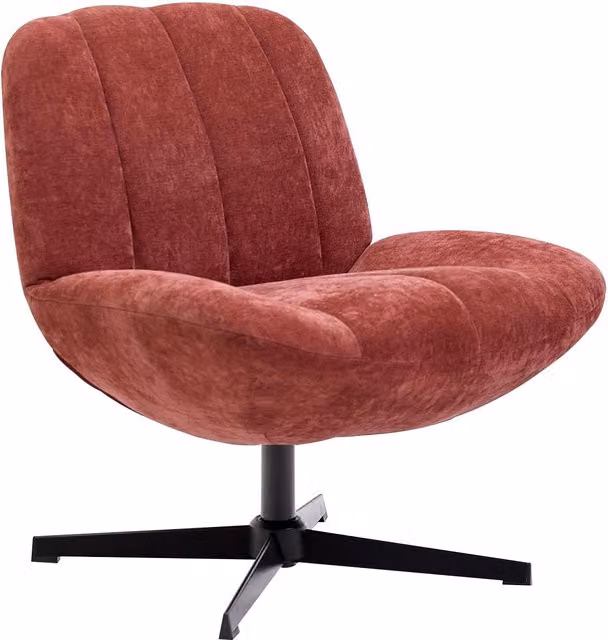 Nordlys Red Scandinavian Design Swivel Armchair with Metal Frame and Fabric Upholstery – 1