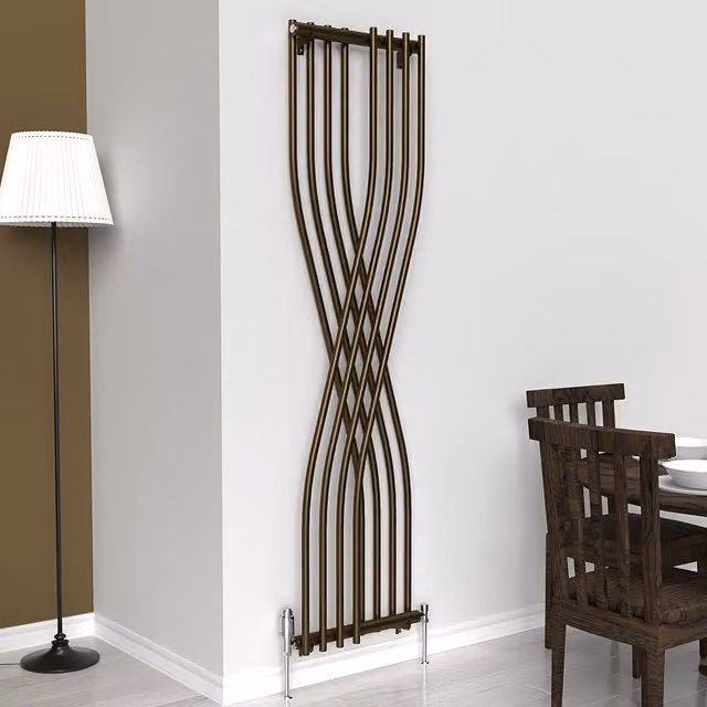 Lux Heat Xtreme Vertical Steel Radiator in Antique Brass, H: 177.5 cm, W: 45 cm