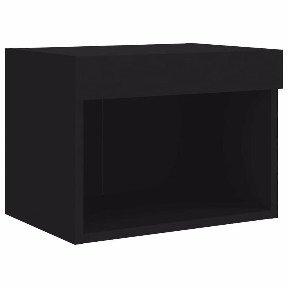 Berkfield Home Wall-mounted Bedside Cabinet with Integrated LED Lights in Black – 3
