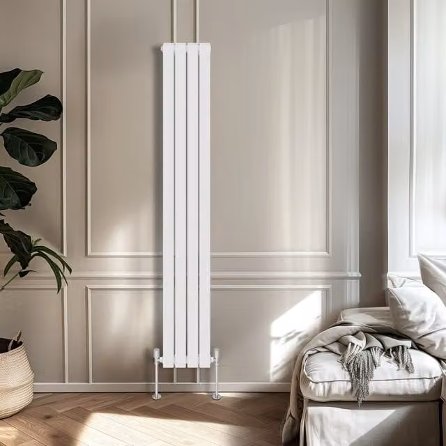 Right Radiators Double Panel Flat Panel Vertical Radiator in White, H: 180 cm, W: 27.2 cm