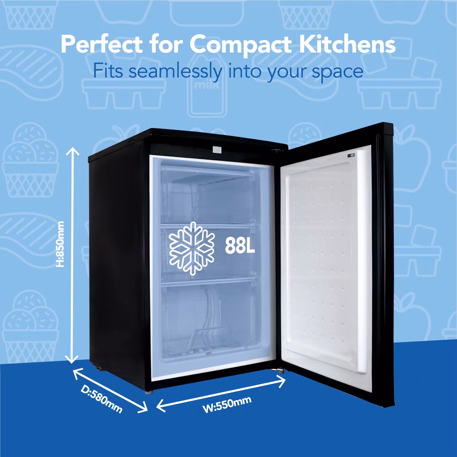 Igenix 88 Litre Upright Under Counter Freezer, Black – 3