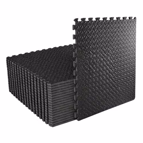 SHATCHI 20 Piece Black Interlocking EVA Foam Exercise Floor Mats, W/D/H: 60 x 60 x 1.1 cm – 1