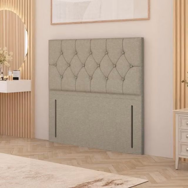 Somnior Beds Ltd Chesterfield Single Floor Standing Upholstered Headboard in Beige Fabric