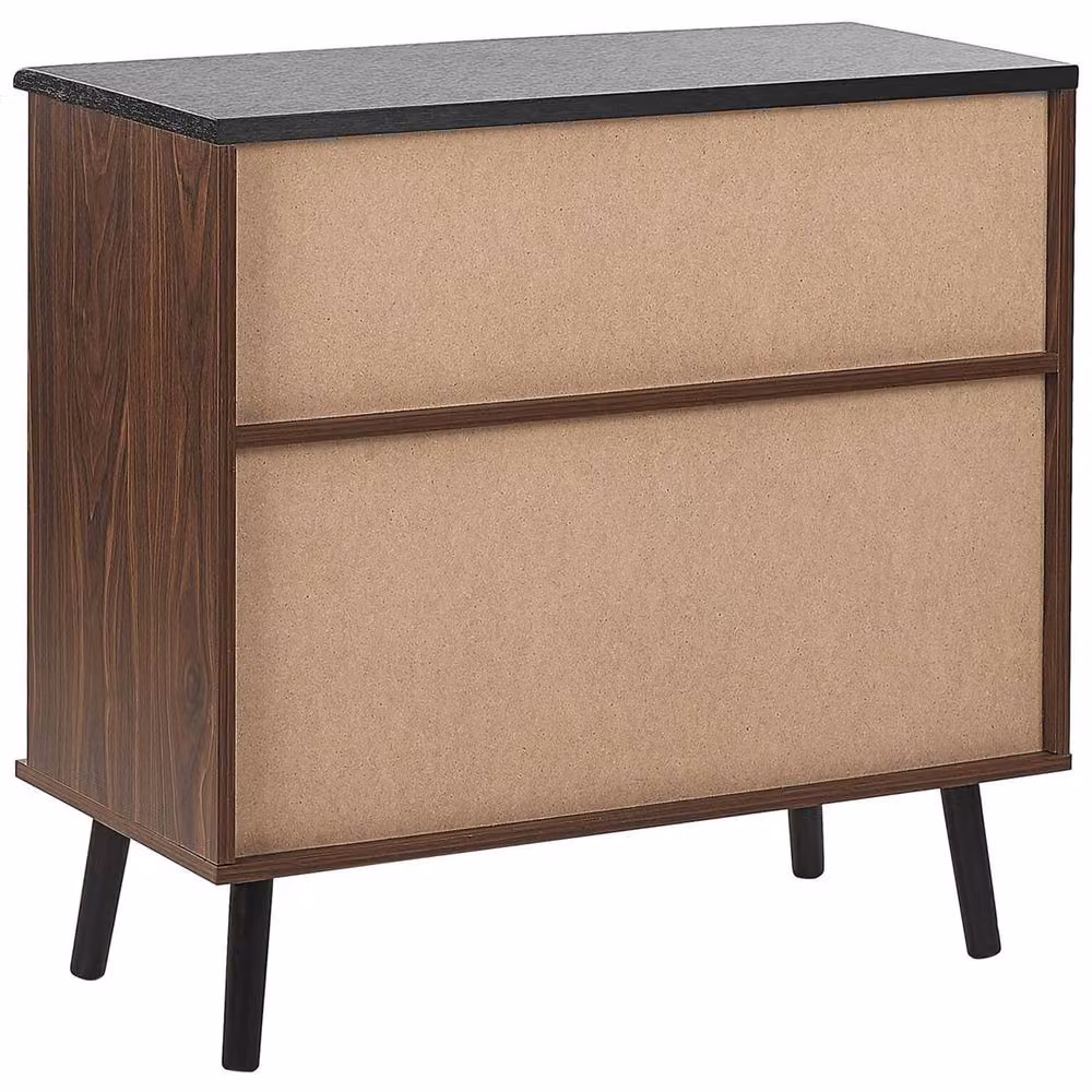 Wyld and Coco Everwood Sideboard in Dark Brown with Rustic Sliding Doors, W/D/H: 80 x 40 x 80 cm – 4