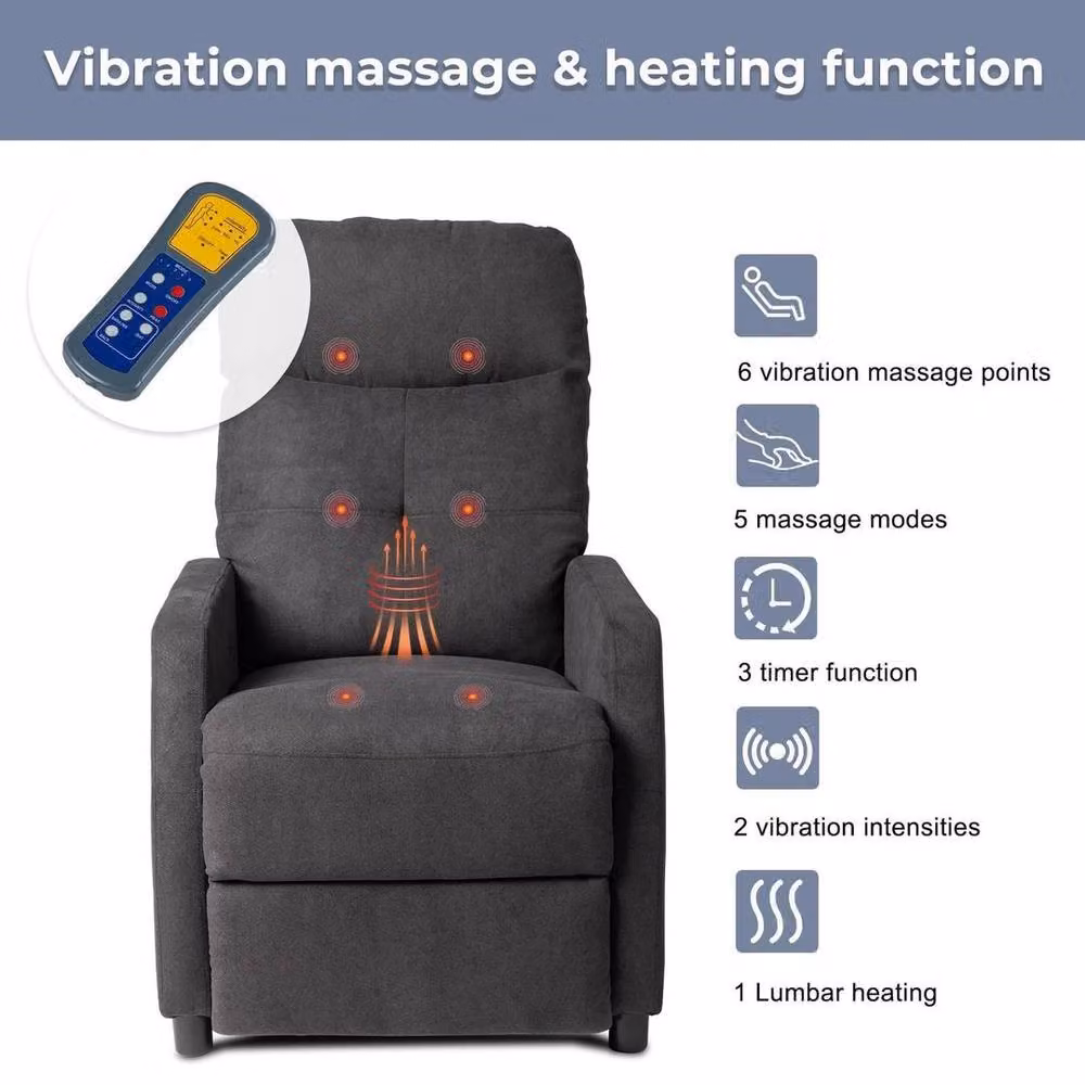 KORVIXA Reclining Massage Chair with Heat in Grey – 5