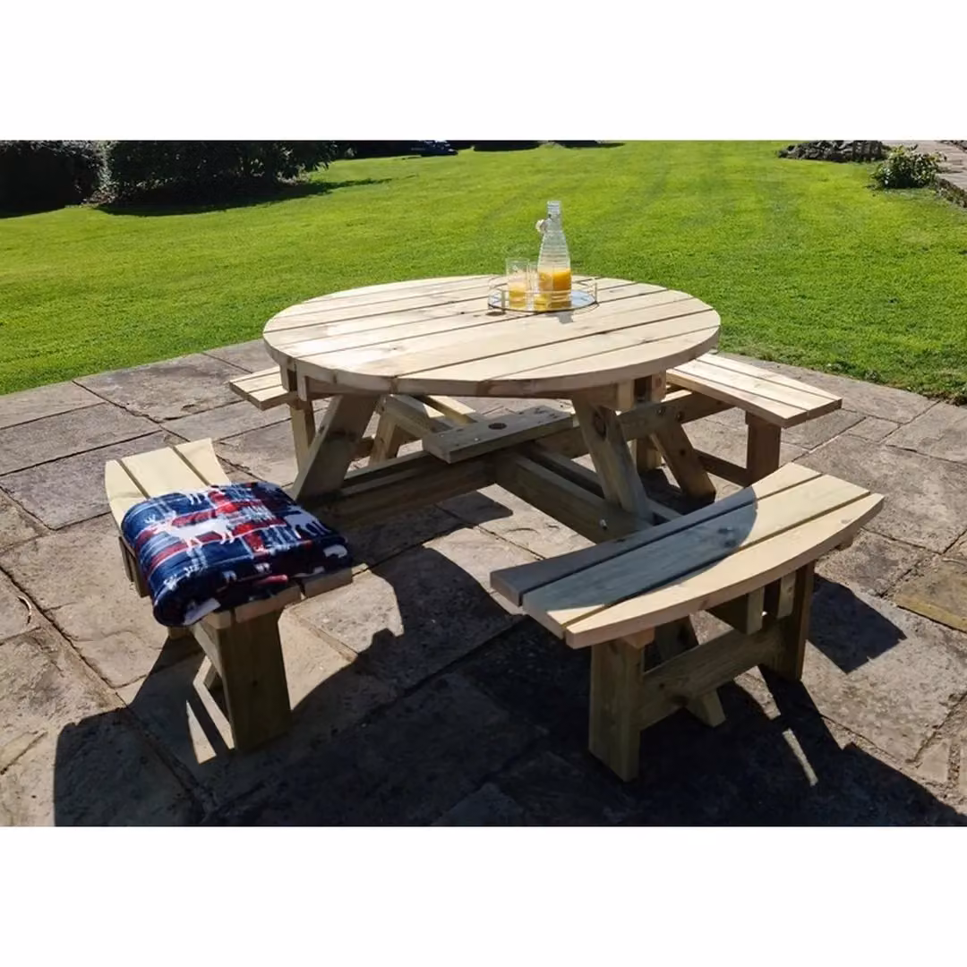 Churnet Valley Garden Furniture Ltd Westwood Round Picnic Table in Brown – 3