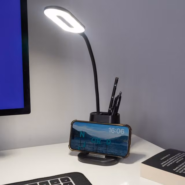 RED5 Black Wireless Charging LED Desk Lamp and Tidy with Adjustable Task Lighting
