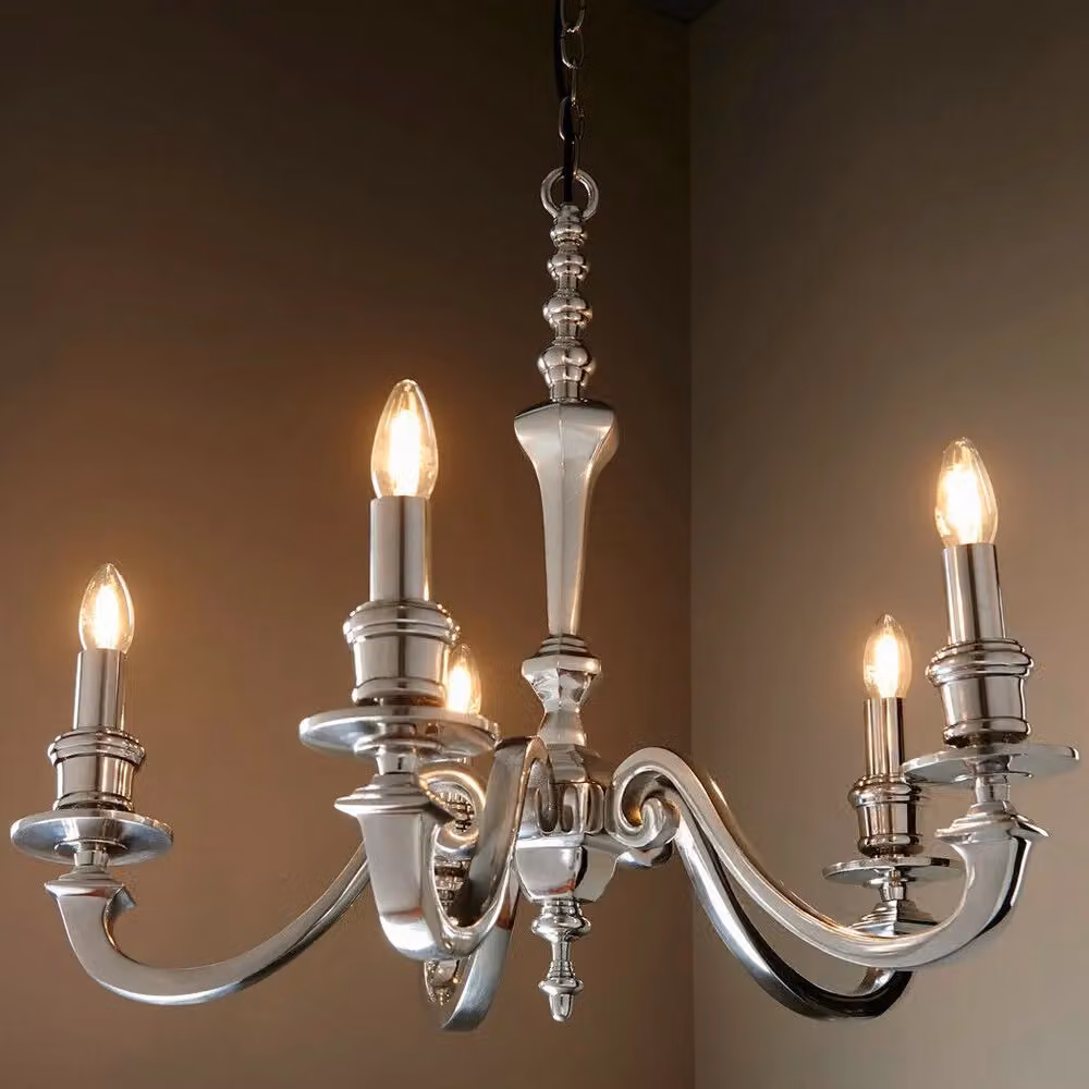 Loops 5 Light Modern Chandelier Pendant Lamp in Silver Polished Aluminium – 2