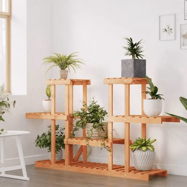 Berkfield Home Elegant Flower Stand in Brown Solid Wood, W/D/H: 110 x 25 x 73 cm – 1