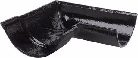 Hargreaves Premier Cast Iron Beaded Half Round Gutter Right Hand 90 Degree Angle, Black, 150mm