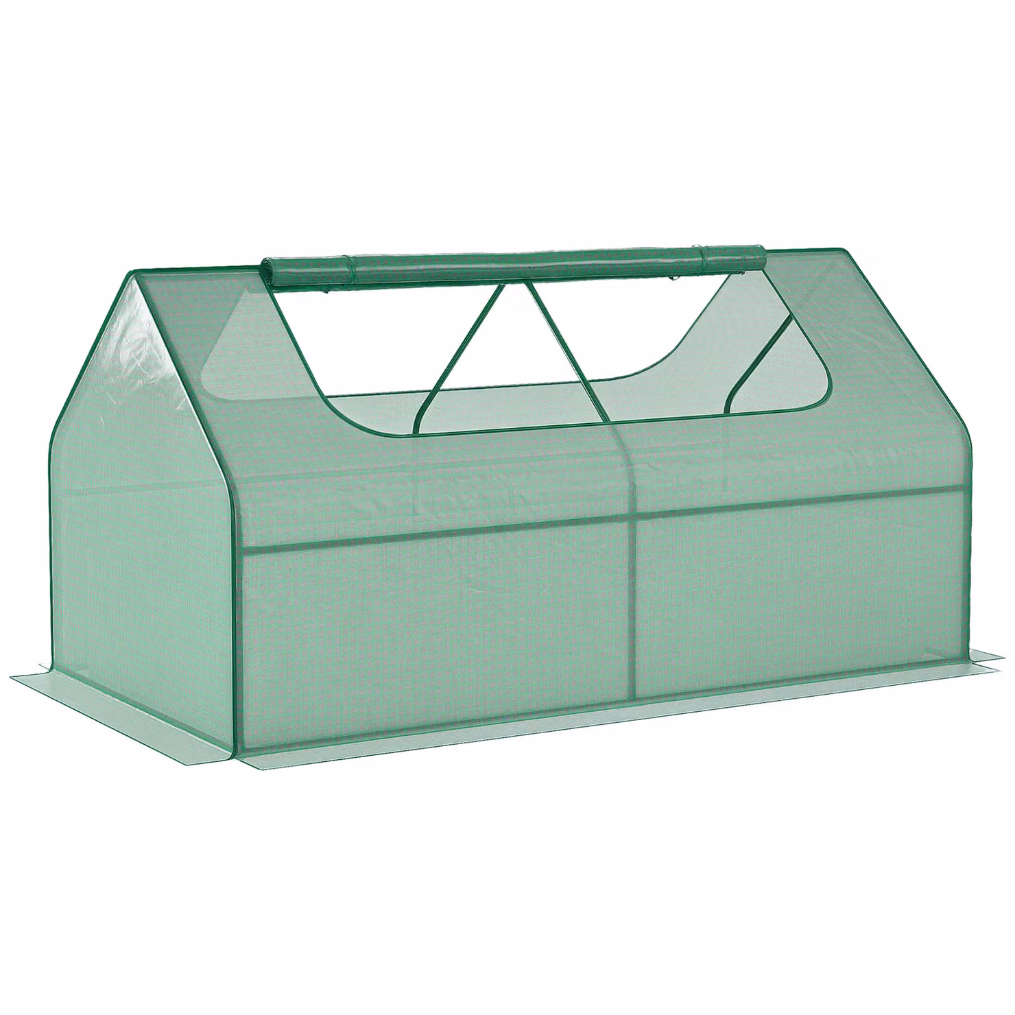 Outsunny Raised Garden Bed Planter Box with Greenhouse and Window, Green, W: 95 cm, D: 175.75 cm, H: 92 cm – 2