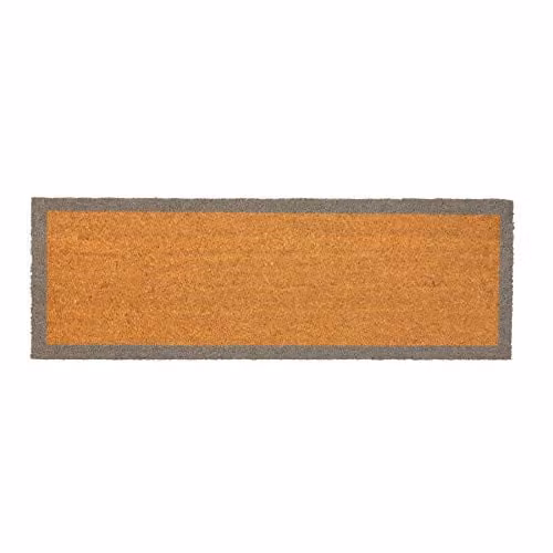Nicola Spring Coir Double Door Mat with Grey Border and Non-Slip Backing, Brown, W: 120 cm, D: 40 cm – 1