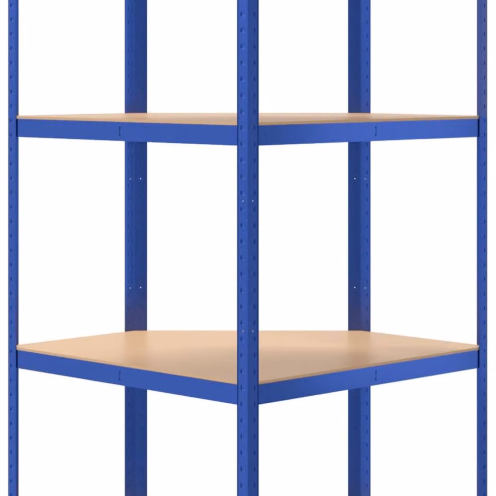 Berkfield Home 4-Layer Corner Shelf in Blue Metal and Engineered Wood – 4