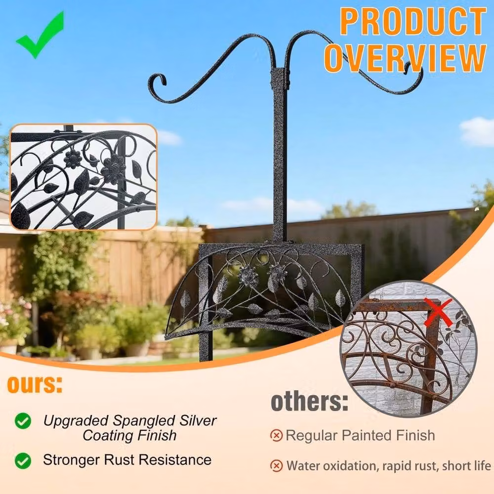 KORVIXA Freestanding Metal Garden Hose Holder in Silver – 2