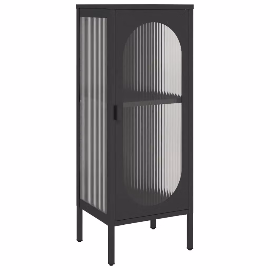 Berkfield Home Modern Black Sideboard with Glass and Metal, W/D/H: 40 x 35 x 105 cm – 2