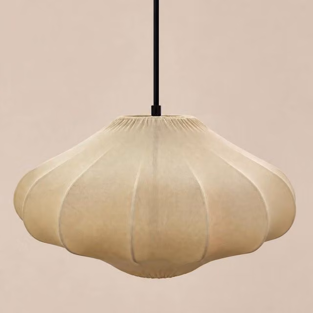 CGC Lighting Jolie Round Seashell Fabric Lampshade in White or Beige, Diameter: 50 cm