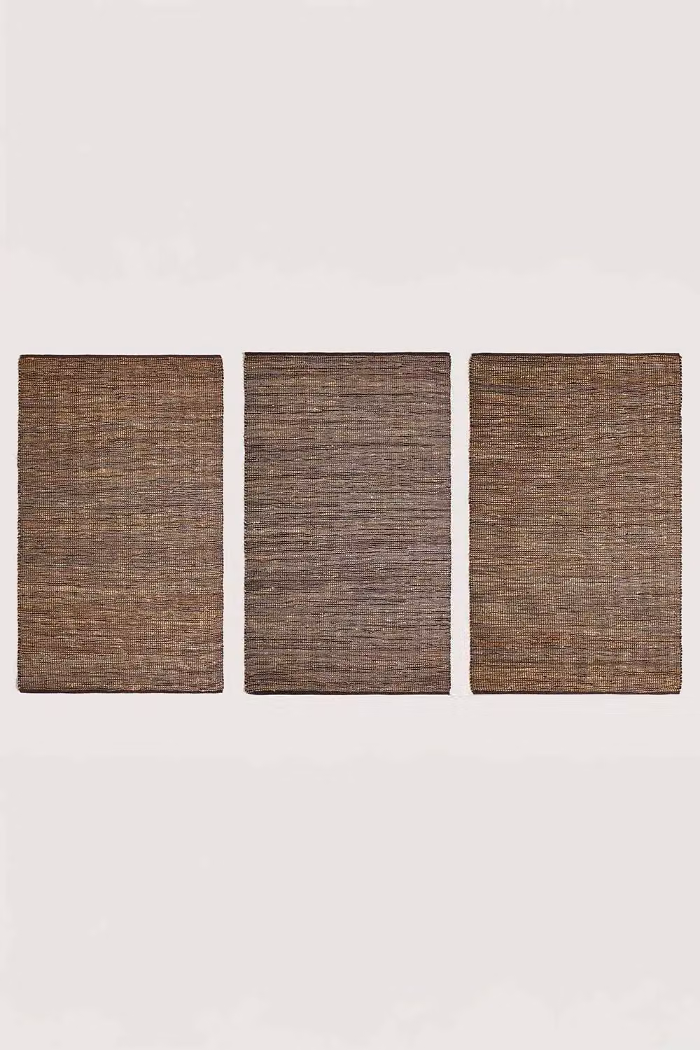 Homescapes Madras Woven Leather and Hemp Rug in Brown, Beige and Grey, W/D/H: 150 x 90 x 1 cm – 4