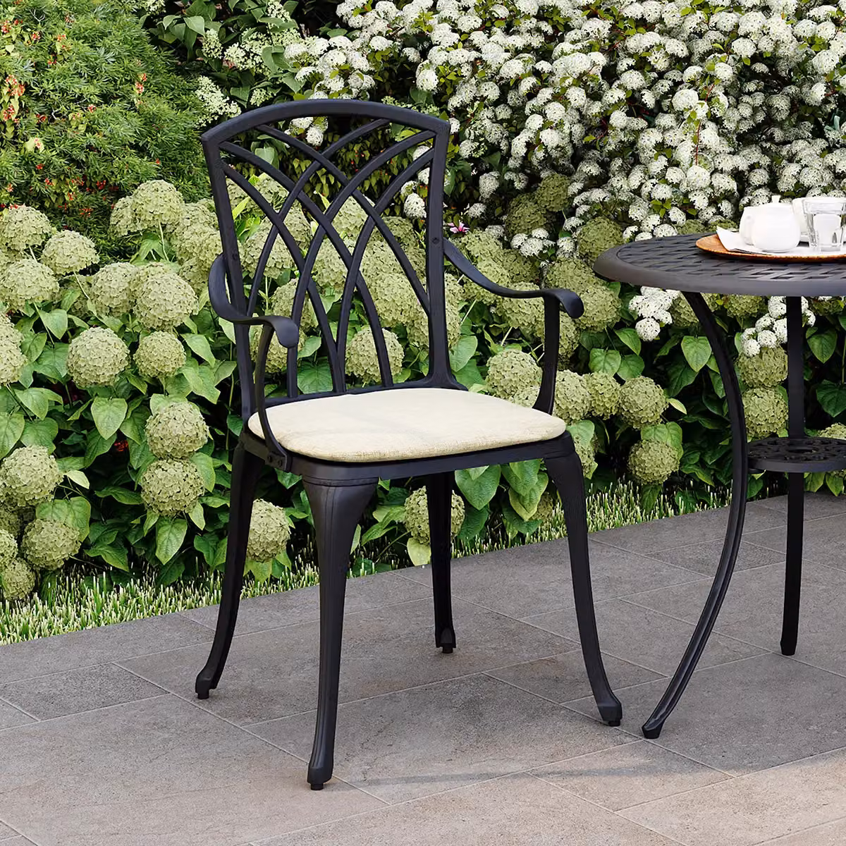 Charles Bentley 3 Piece Cast Aluminium Bistro Set with Table and 2 Arm Chairs in Brown – 2