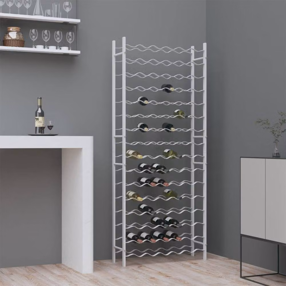 Berkfield Home Modern Freestanding Metal Wine Rack in White, Capacity: 96 Bottles, H: 157 cm, W: 64 cm, D: 22 cm – 2