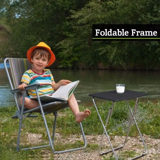 Orsina Folding Snack and Laptop Table by Maison by Premier in Black and Silver, W/D/H: 66 x 48 x 50 cm