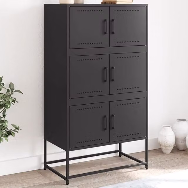 Berkfield Home Industrial Black Metal Sideboard W/D/H: 68.5 x 38.5 x 123.5 cm