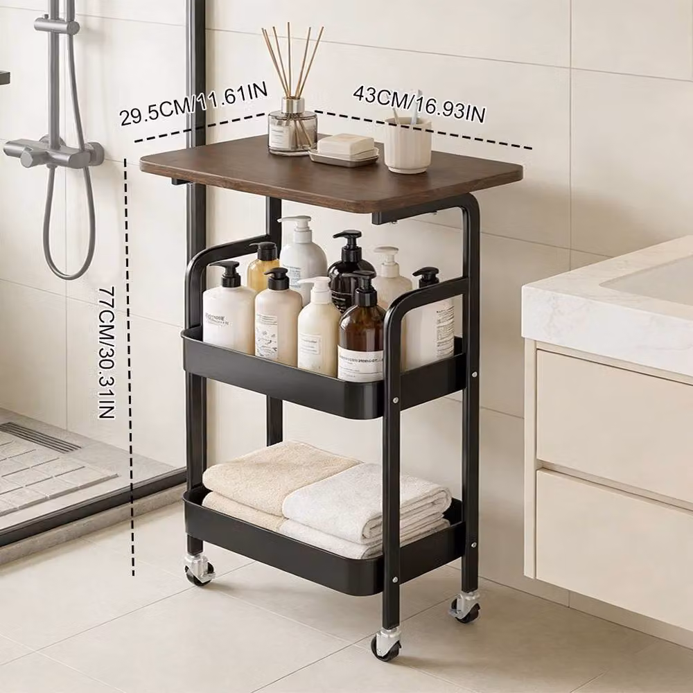 EONLION Black 3 Tier Metal Storage Trolley Cart for Kitchen and Bathroom – 2