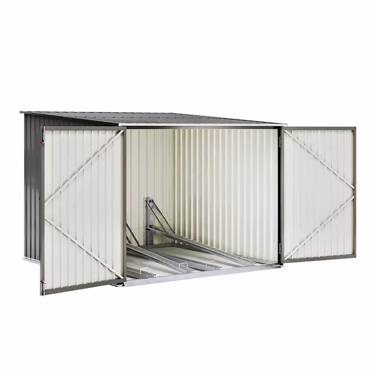 FLAVORA Grey Galvanised Steel Outdoor Garden Bike Shed and Metal Bicycle Storage Store, W: 100 cm, D: 60 cm