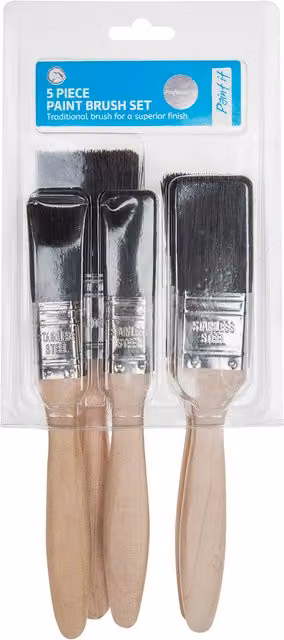 Fit For The Job Five Piece Professional Stainless Steel Paint Brush Set in Multicolour