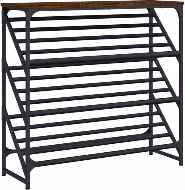 Berkfield Home Brown Oak Shoe Rack, W: 90 cm, D: 30 cm, H: 85 cm