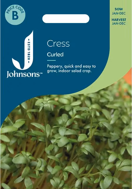 Johnsons Seeds Cress Curled Vegetable Seeds, Green