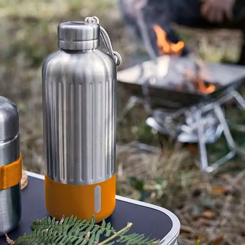 Black + Blum Explorer Insulated Water Bottle in Black and Orange, 850ml – 2