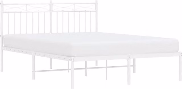 Berkfield Home Metal Bed Frame with Headboard, White, W: 140 cm, L: 200 cm