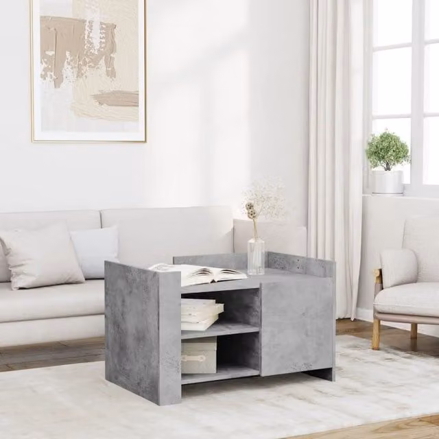Berkfield Home Industrial Coffee Table in Concrete Grey, W/D/H: 80 x 50 x 50 cm – 1