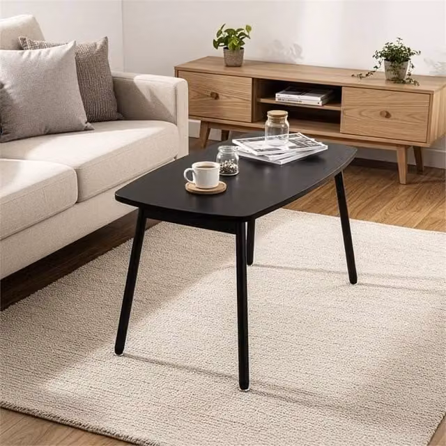 VOGREX Black Mid-Century Modern Folding Coffee Table, W/D/H: 80 x 45 x 40 cm – 1