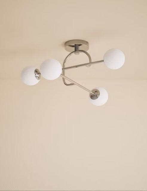 M&S Parker Silver Flush Ceiling Light