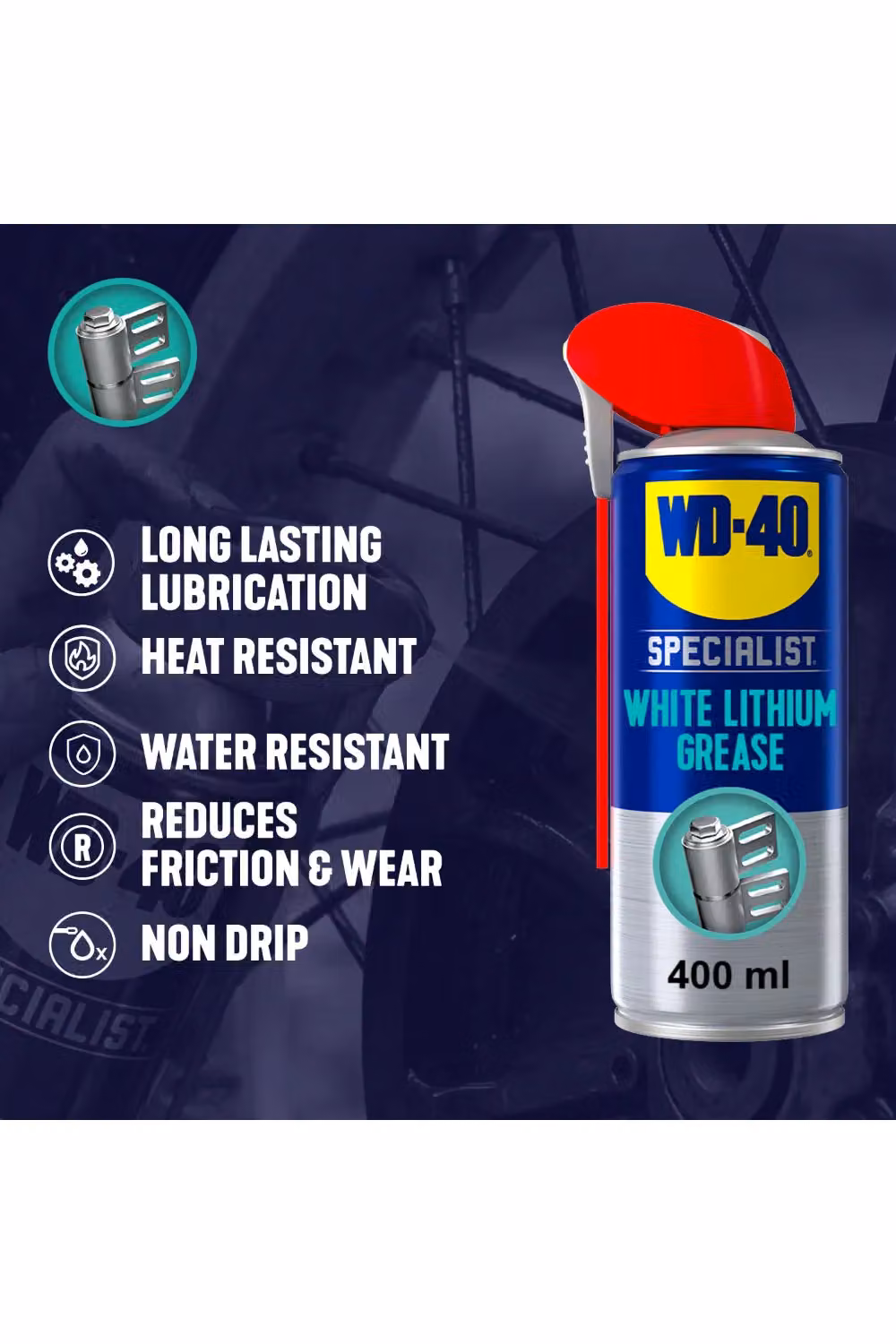 WD-40 Specialist White Lithium Grease Aerosol Triple Pack, 3 x 400ml – 6