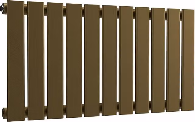 Lux Heat Single Flat Horizontal Steel Radiator in Antique Brass, W: 77 cm, H: 40 cm