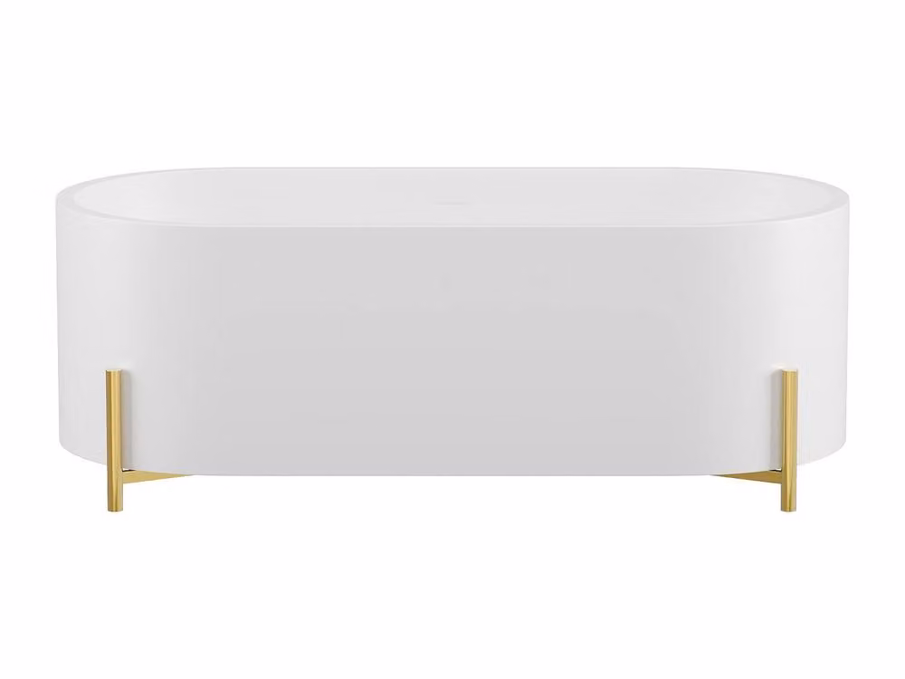 Vente-unique White Oval Acrylic Freestanding Island Bath with Gold Feet, W/D/H: 230 x 73.5 x 59 cm – 2