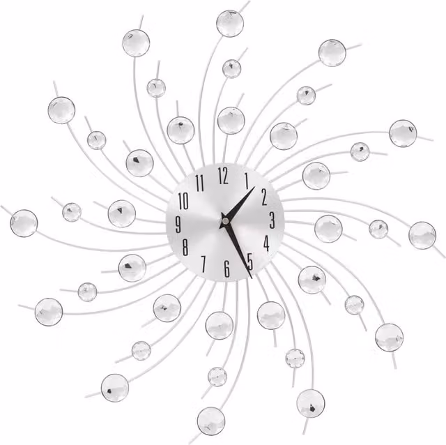 Berkfield Home Modern Round Wall Clock with Quartz Movement in Silver, Diameter: 50 cm