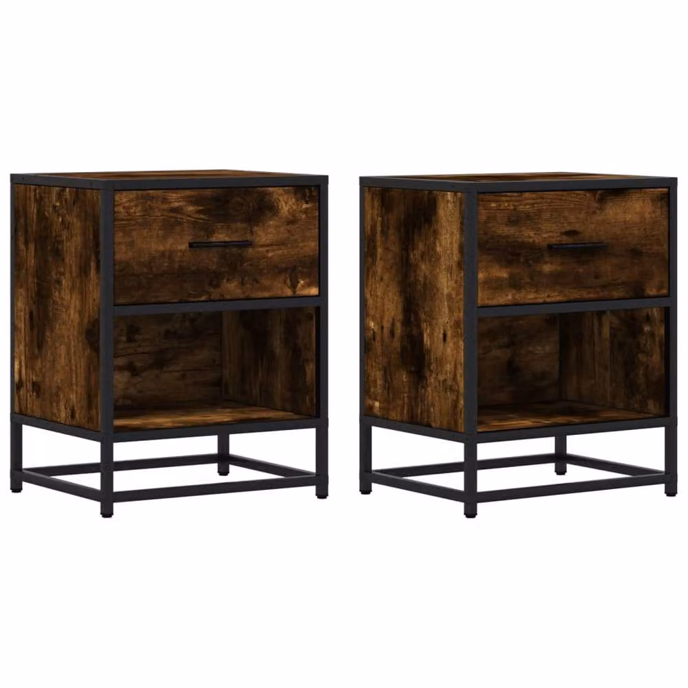 Berkfield Home Decorative Bedside Cabinets, 2 Piece Set in Smoked Oak Brown, W/D/H: 40 x 31 x 50 cm – 3