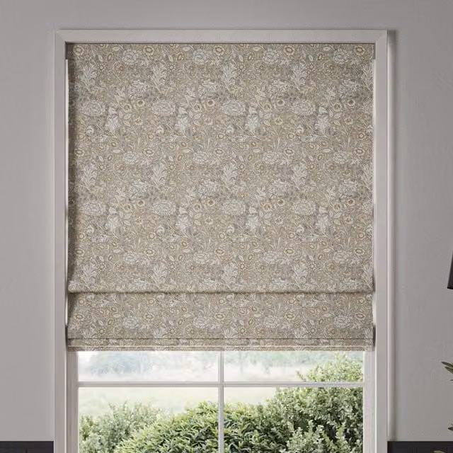 William Morris Double Bough Made To Measure Blackout Roman Blind in Barley Beige and Grey Floral Pattern