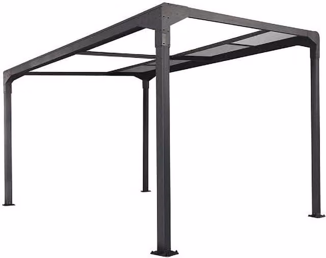 Primrose Freestanding Pergola Canopy with Retractable Sliding Polycarbonate Roof in Anthracite Grey, W/D/H: 392 x 305 x 262 cm