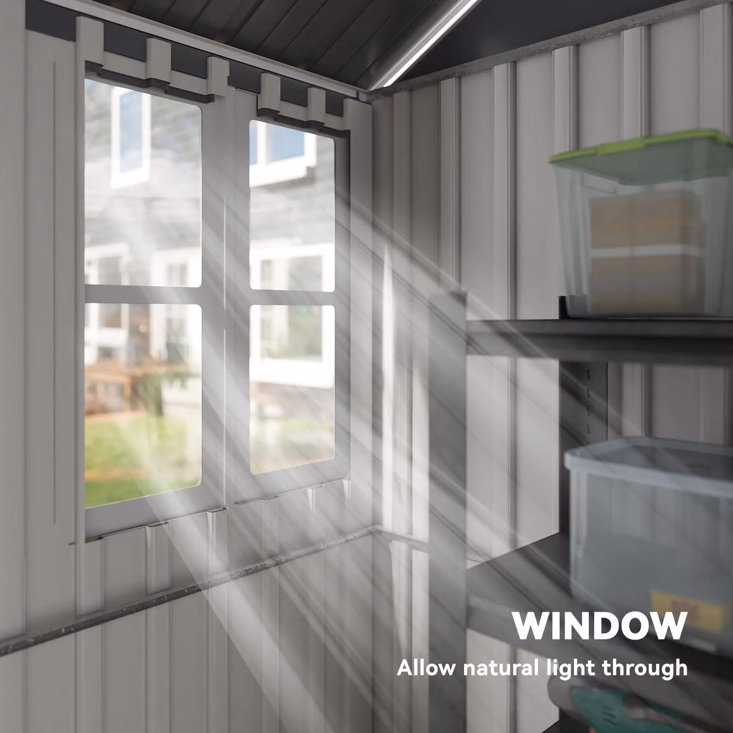 OUTSUNNY Metal Garden Storage Shed with Double Doors, Window and Sloped Roof, Grey, W: 243.84 cm, D: 182.88 cm, H: 171.0 cm – 5